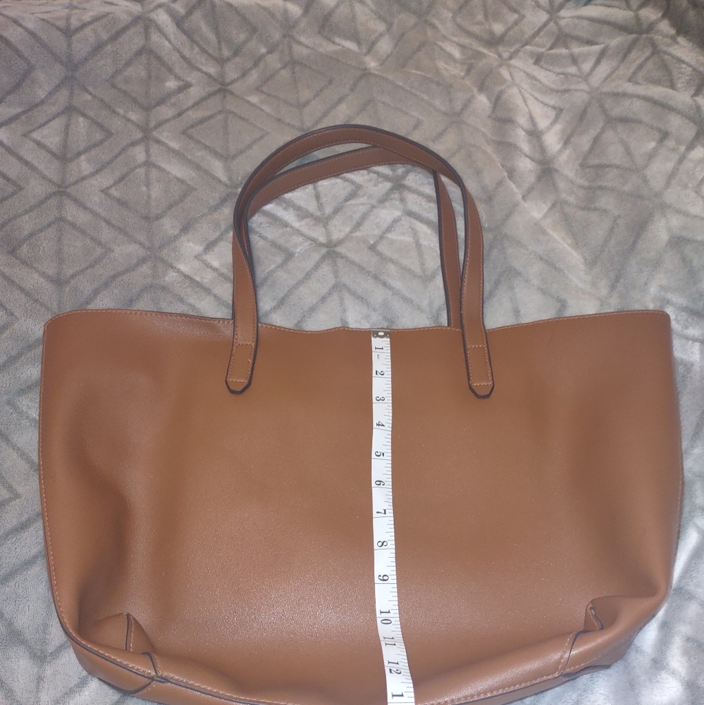 tracee ellis ross large tote brown tan bag faux leather purse XL roomy handbag